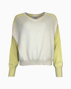 TWNS Wheatridge bi-colour v-neck sweater product view on white background – Áines Boutique