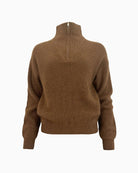 Front view of TWNS Breckenridge zip knit in brown with trucker collar