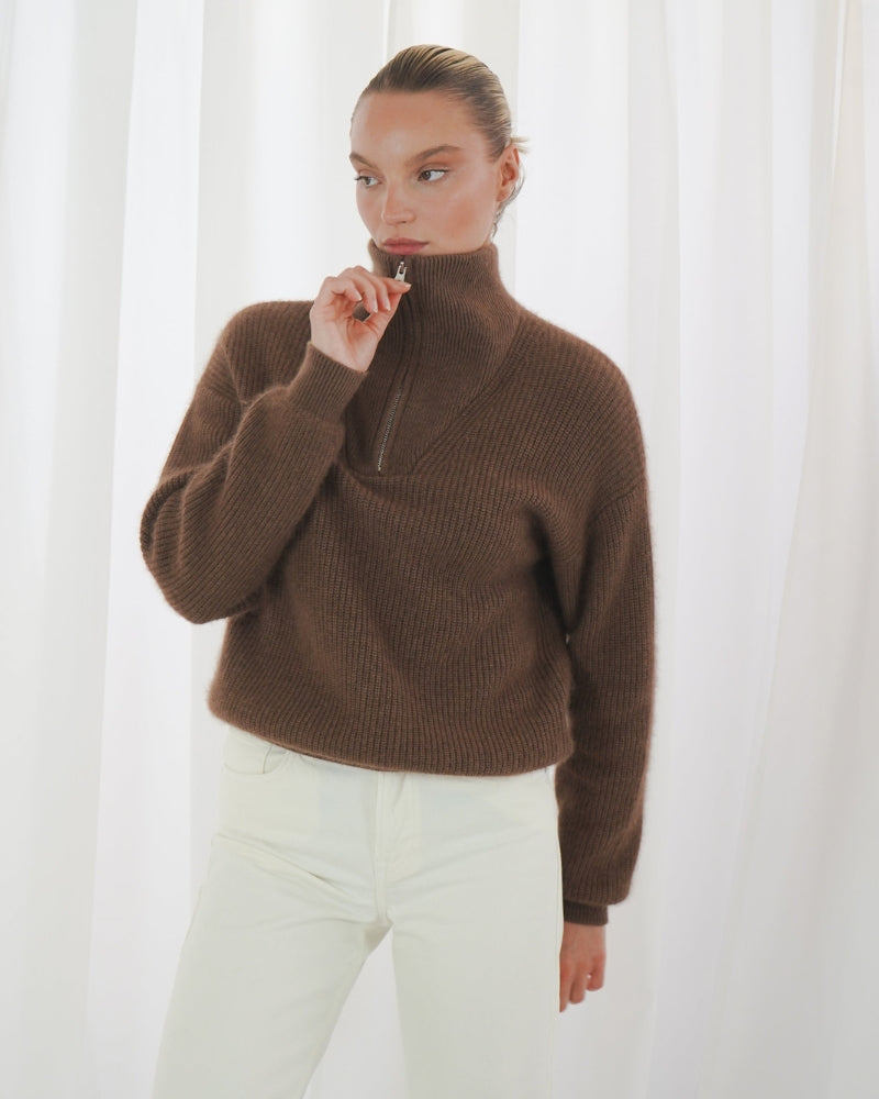 Close-up of raccoon wool blend knit texture
