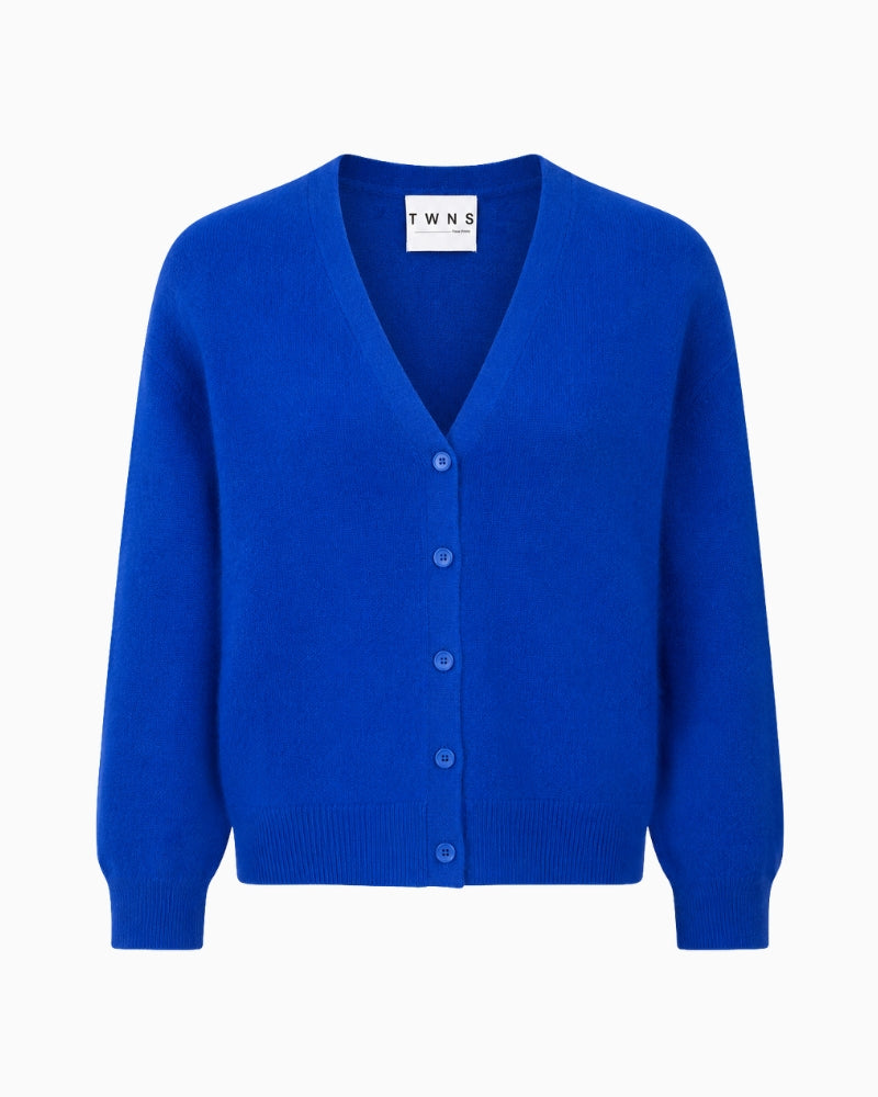 Twns The Label Aspen Cardigan in Blue front view