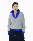 Twns The Label Breckenridge Jumper in Grey/Blue front view