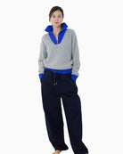 Twns The Label Breckenridge Jumper in Grey/Blue styled view