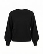 Twns The Label Colorado Puff Sleeve Jumper in Black front view