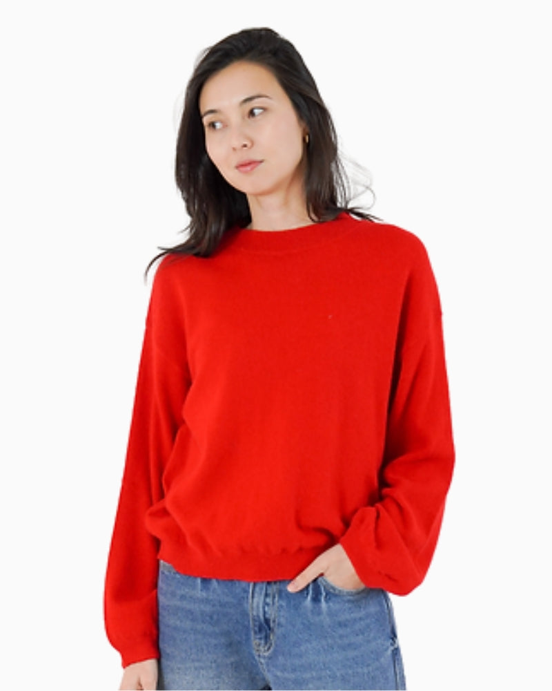 Twns The Label Colorado Puff Sleeve Jumper in Red front view