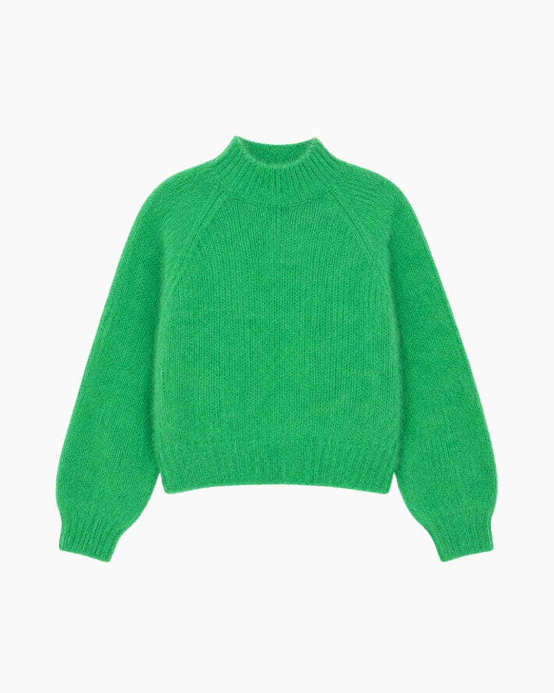 Twns The Label Hina Mock Neck Jumper in Green front view