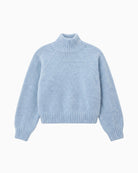 Twns The Label Hina Mock Neck Jumper in Pale Blue knit texture detail