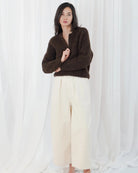 Twns The Label Maevane Zip Up Cardigan in Brown styled view
