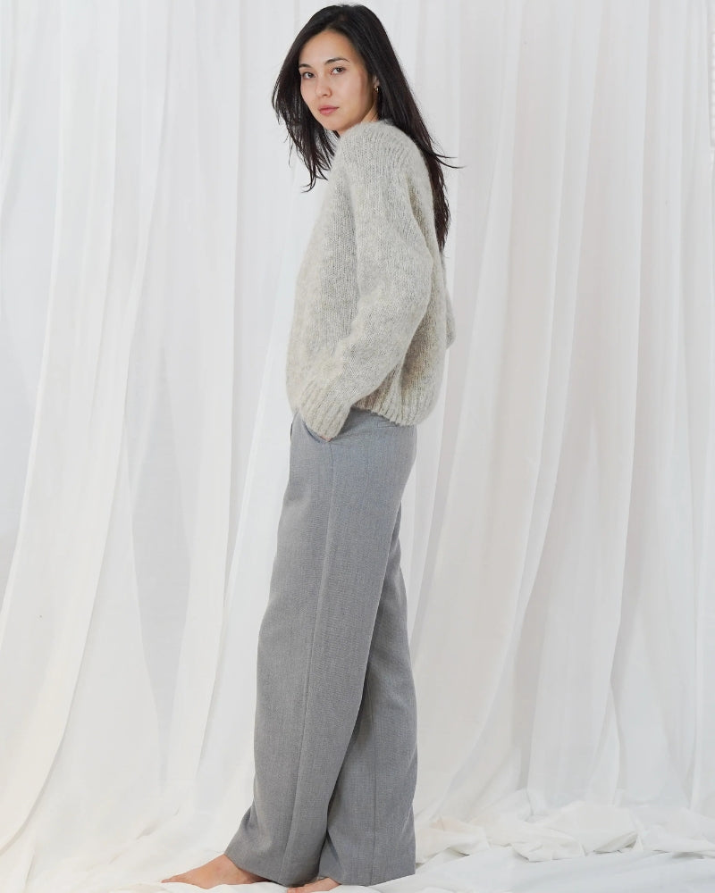 Twns The Label Maevane Zip Up Cardigan in Light Grey side view