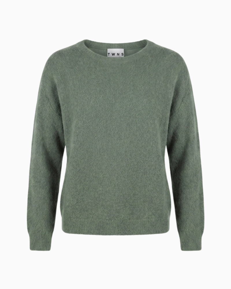 Twns The Label Sanibel Boat Neck Jumper in Khaki front view