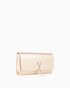 Valentino Bags Divina gold clutch slim rectangular shape side view – Áines Boutique