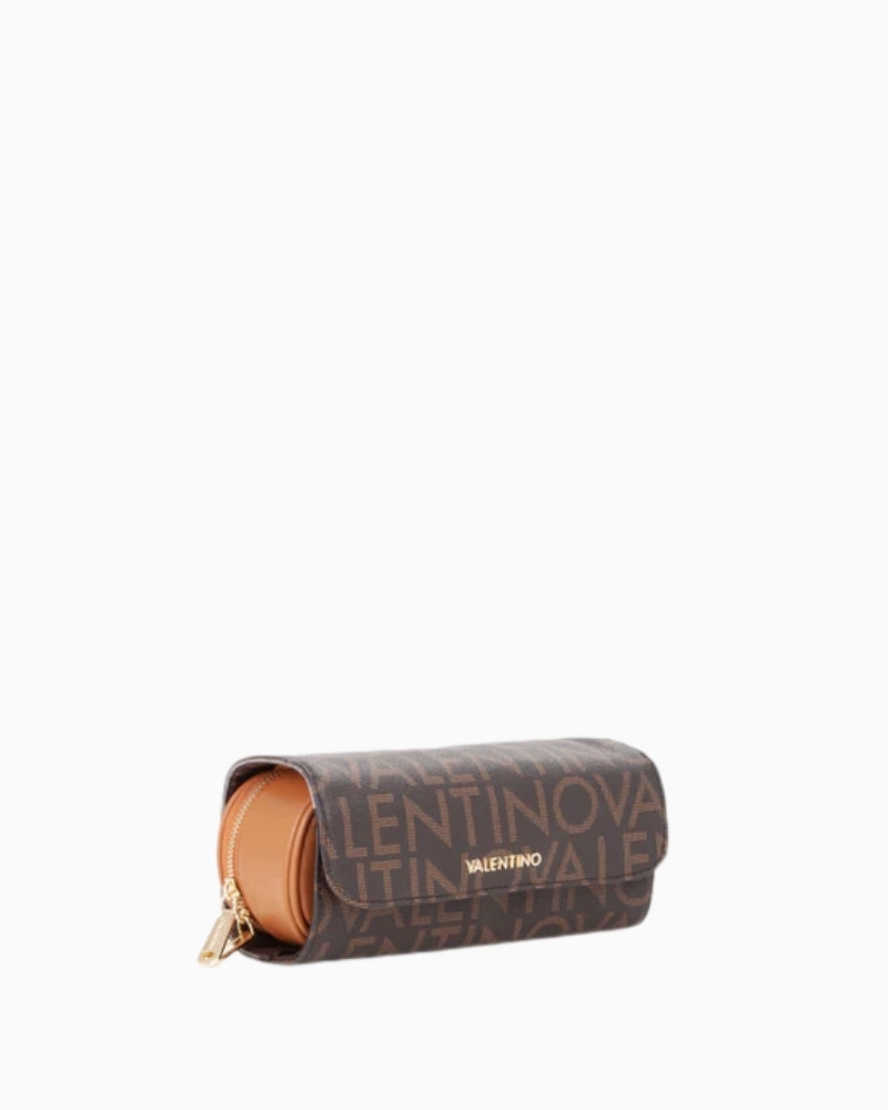 Side view of compact Regina cosmetic bag showing grain-effect finish