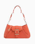 Valentino Cassandra shoulder bag orange front view with gold logo detail