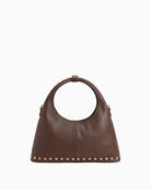 Valentino Florayne Hobo Bag in Brown gold-tone stud detail