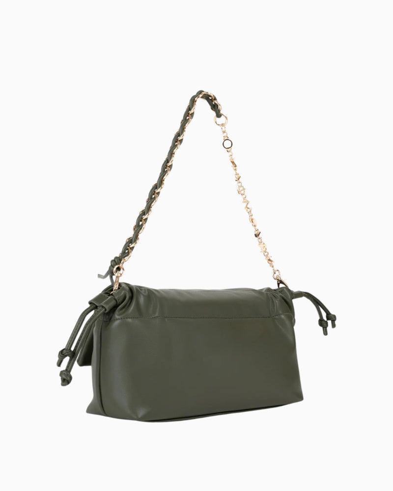 Valentino Robby Flap Bag in dark green back view