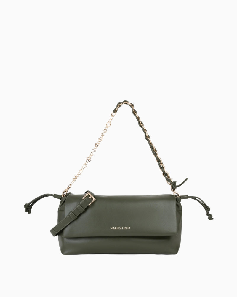 Valentino Robby Flap Bag in dark green front view