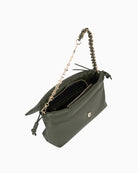 Valentino Robby Flap Bag in dark green interior compartment view