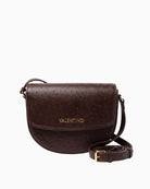 Valentino Rossy Re Flap Bag in Brown front view with gold-tone logo