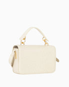 Valentino Rossy Satchel Bag in ecru back view showing textured finish