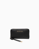 Valentino Saphira Zip Around Wallet in Black front view