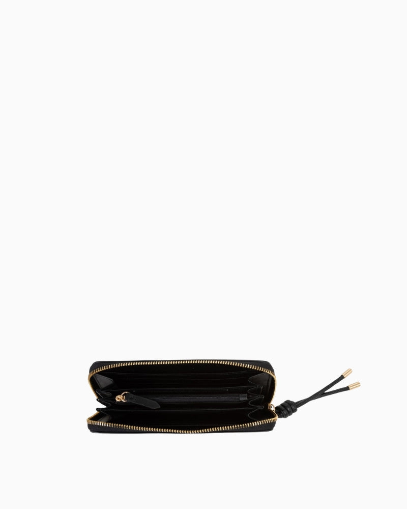 Valentino Saphira Zip Around Wallet in Black open interior