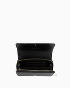 Valentino black chain wallet open view showing compartments