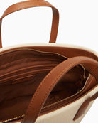 Valentino natural tote bag interior compartments view