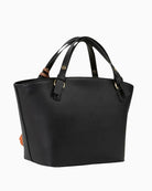 Valentino structured black handbag back view with top handles