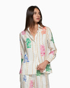 Vilagallo bamboo tropical print shirt front view – Áines Boutique