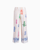 Vilagallo bamboo tropical print trousers front view white background – Áines Boutique
