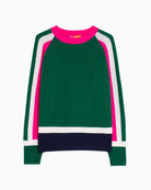 Front view of Vilagallo wool sweater with round neckline and raglan sleeves