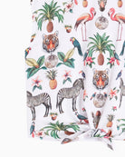 Vilagallo Jungle Disco print T-shirt close-up tropical detail – Áines Boutique