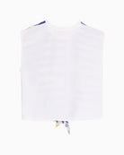 Vilagallo lemon stripe sleeveless top back view white background – Áines Boutique