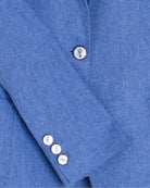 Vilagallo light blue linen jacket button  detail – Áines Boutique