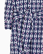 Vilagallo link print shirt dress navy close-up detail – Áines Boutique