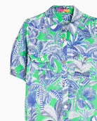 Vilagallo tropical print shirt dress green and blue chest pocket detail – Áines Boutique