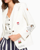 Vilagallo white embroidered jacket sleeve detail – Áines Boutique
