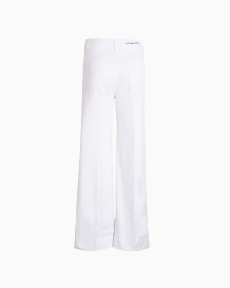 Vilagallo wide leg jeans white back view white background – Áines Boutique