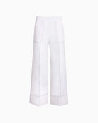 Vilagallo wide leg trousers white front view white background – Áines Boutique