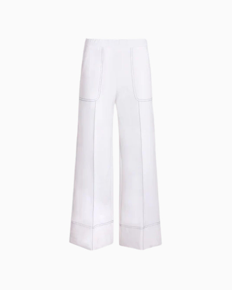 Vilagallo wide leg trousers white front view white background – Áines Boutique