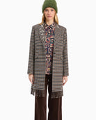Vilagallo Abaricia Coat in Camel and Navy Check front view