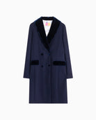 Vilagallo Abliana Coat in Navy contrast pocket detail