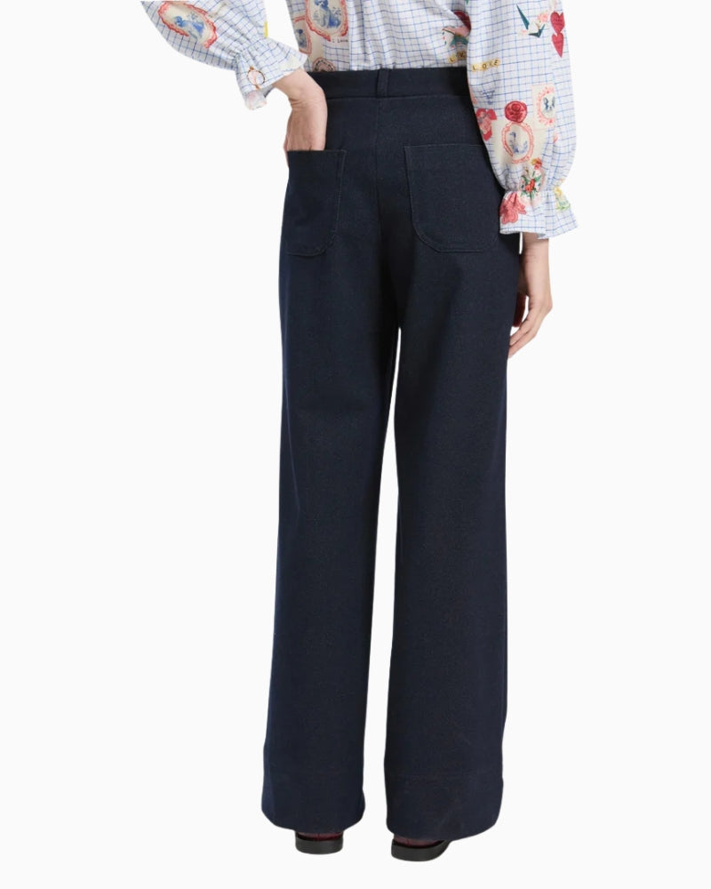 Vilagallo Belinda Trousers in Dark Denim back view