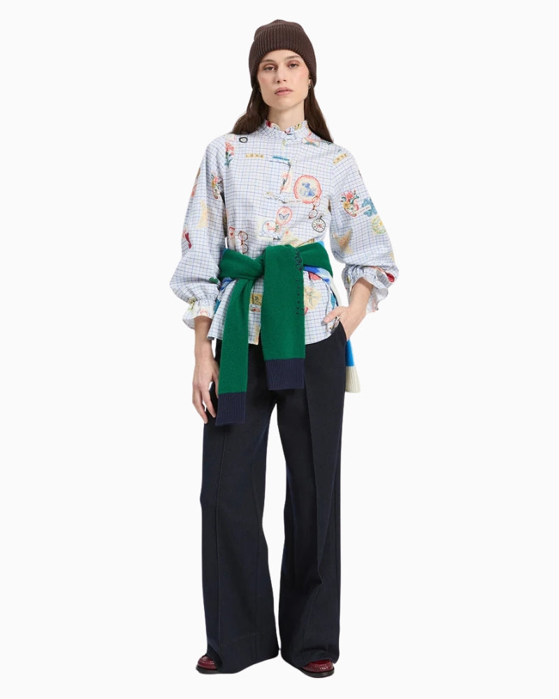 Vilagallo Belinda Trousers in Dark Denim full-length view