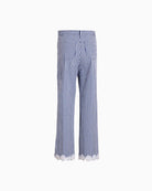 Vilagallo Blue Gingham Lace Trousers navy white back view