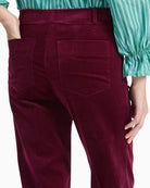 Vilagallo Burgundy Velvet Trousers back pocket detail