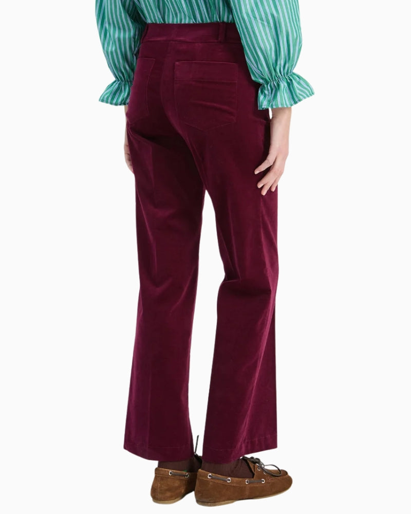 Vilagallo Burgundy Velvet Trousers back view