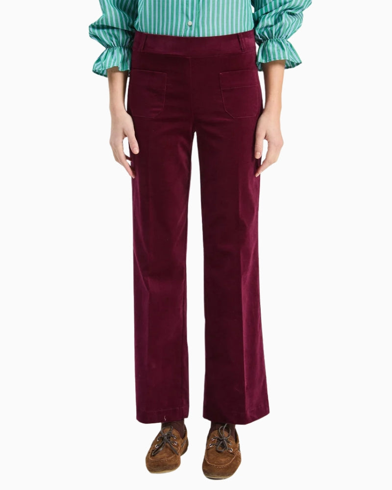 Vilagallo Burgundy Velvet Trousers front view
