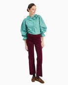 Vilagallo Burgundy Velvet Trousers styled view