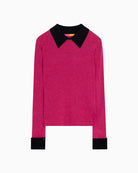 Vilagallo Canale Camisero Jumper in Pink ribbed knit detail
