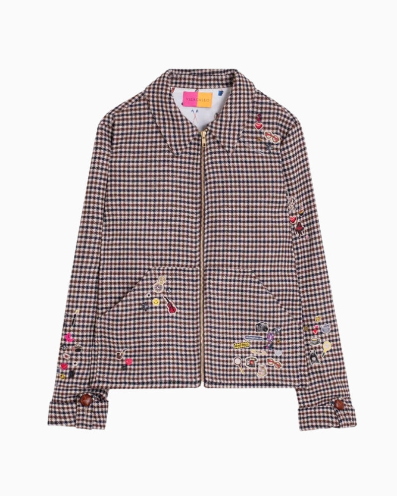 Vilagallo Chelena Jacket in Check front view